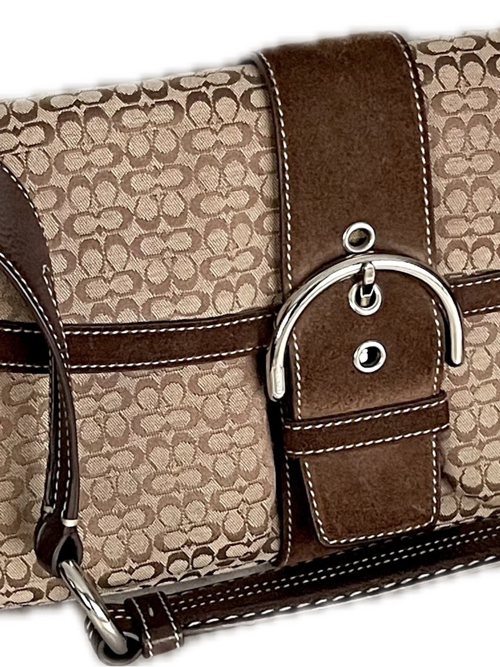 Coach Vintage Soho Jacquard & Suede Leather Flap Shoulder Bag